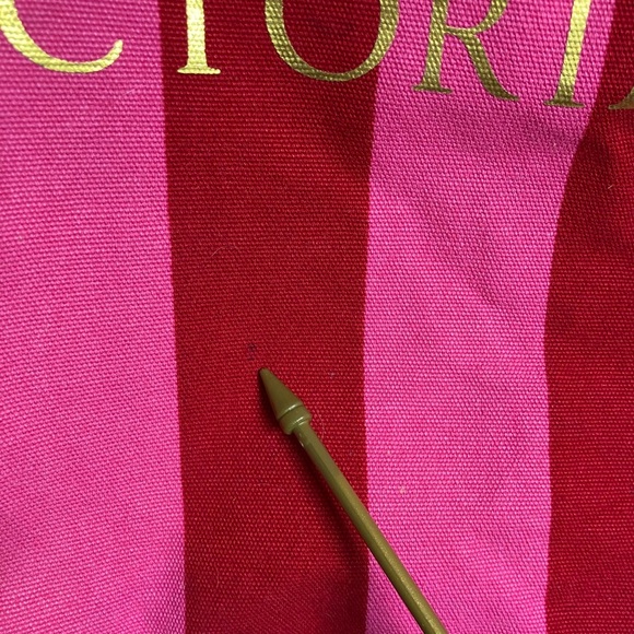 Victoria’s Secret Women’s Canvas Shoulder/Tote Bag, Pink/Red Stripes - Picture 2 of 5